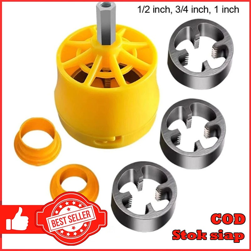 6Pcs Alat pembuat drat 1/2" 1" Senai Pipa PVC Ulir Pipa Alat Buat Drat Untuk Bor Listrik