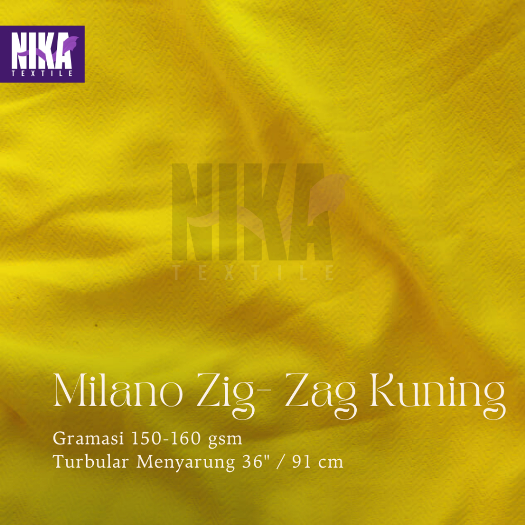 Kain Jersey Drifit Dryfit Milano Zigzag Kuning Kenari Turbular Menyarung