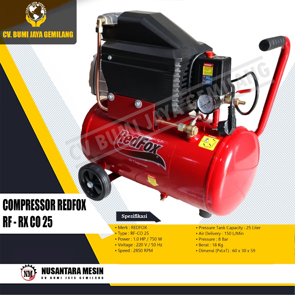 MESIN KOMPRESOR UDARA ELEKTRIK REDFOX RF CO 25