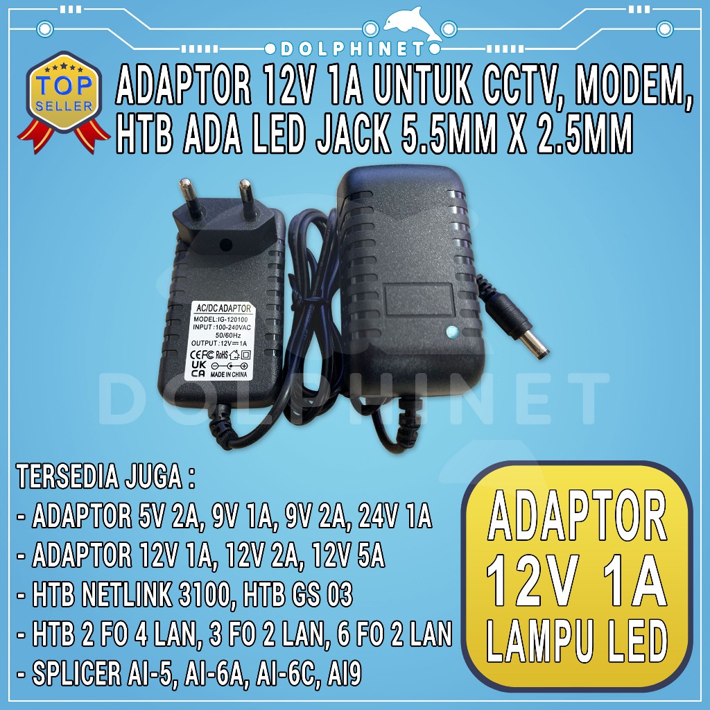 Adaptor 12V 1A Baru Kualitas Bagus LED Untuk Router Modem CCTV STB HTB Converter Fiber Optic FO Univ