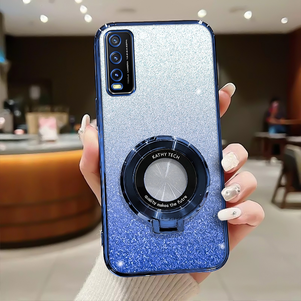 Soft Case Vivo Y20, Y20S, Y20I, Y12S Case Terbaru Glitter Luxury With Ring Magnetic Holder