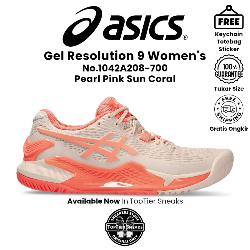 Sepatu Running Tennis Asics GEL RES0LUTI0N 9 Pearl Pink Sun Coral Original