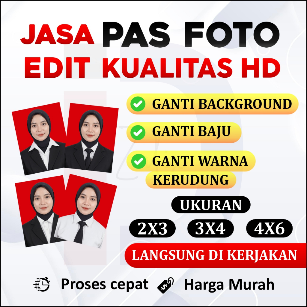 Jasa Edit Pas Foto Pakai Jas, kemeja, Almamater, Ganti background, Ganti Baju , Ganti warna Kerudung