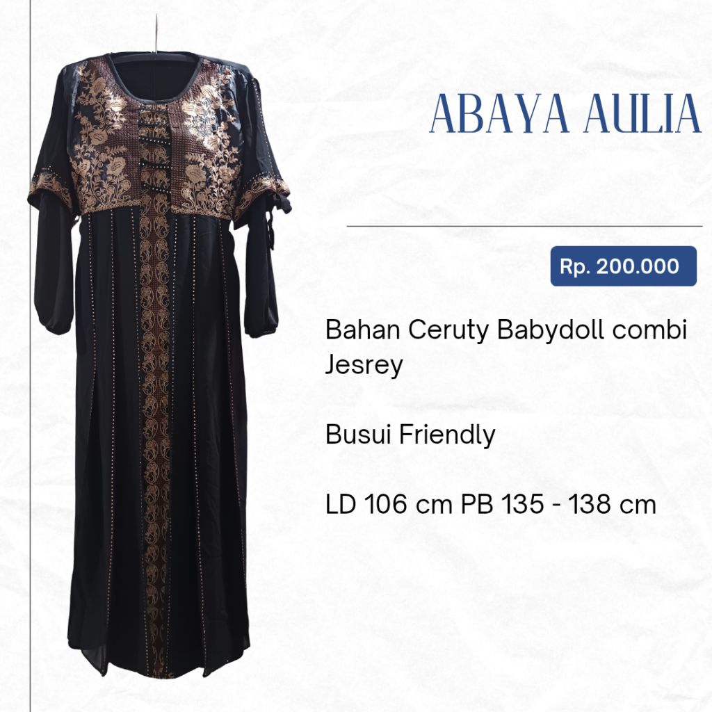 Gamis Lebaran 2026 Terbaru Abaya Aulia dress muslim