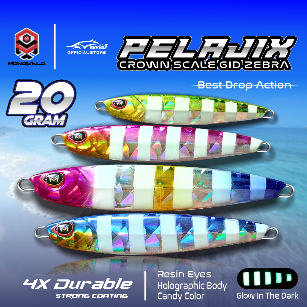 Metal Jig 20 Gram Micro Jig 20 Gram Mongkalo Pelajix GID ZEBRA Umpan Lures Sisik Besar Mikro Jig Ump