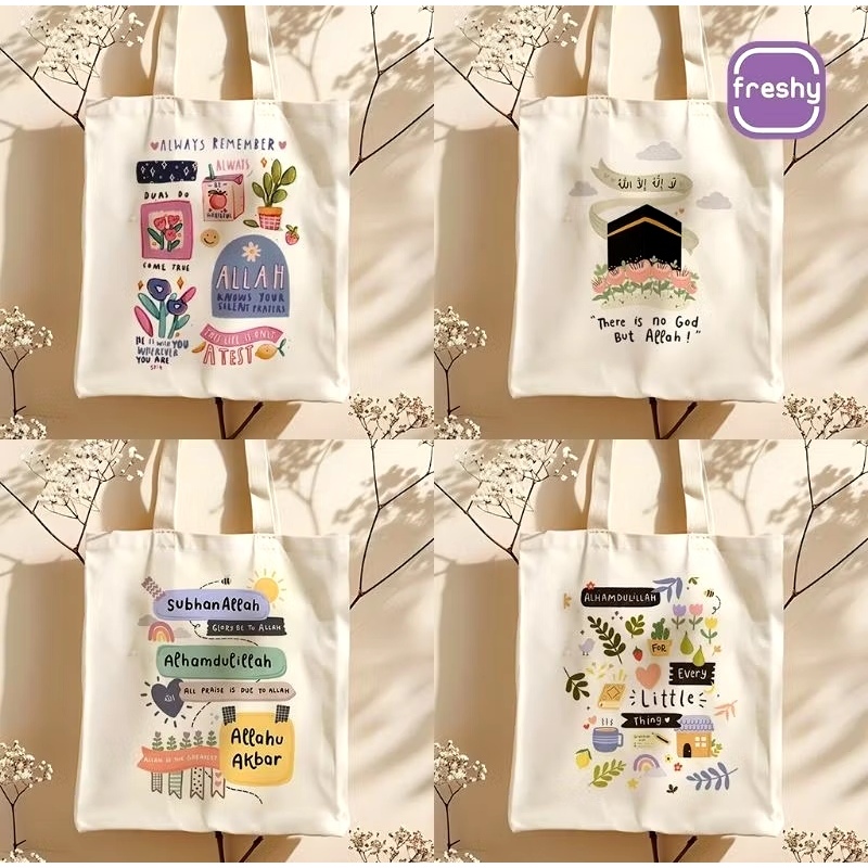 Totebag aesthetic goodie bag islami quotes tas sekolah anak tas kerja