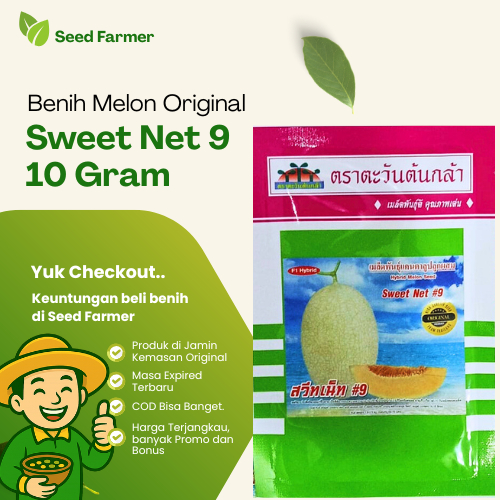 Benih Melon Sweet Net 9 F1 SW 9 Melon SW9 Original Pabrik kemasan isi 450 - 470 seed biji 10 Gram gr