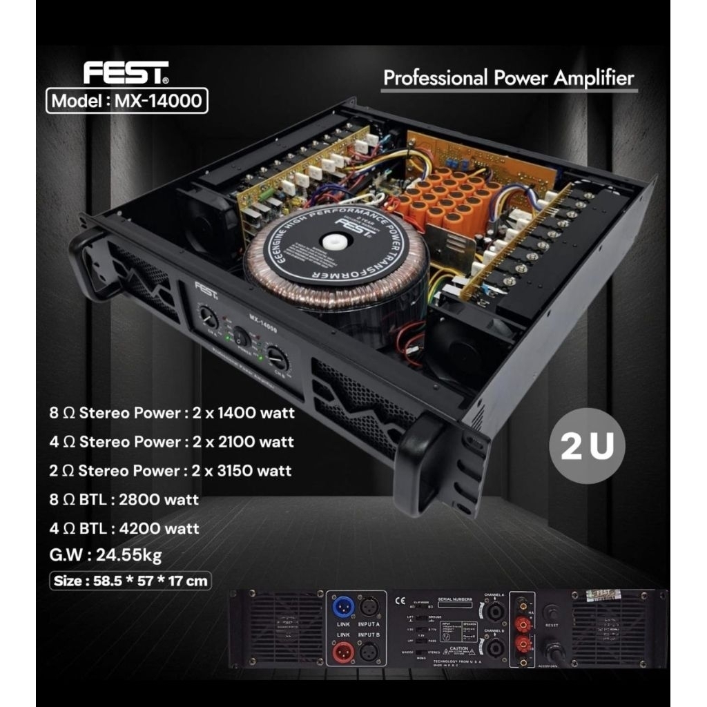 POWER AMPLIFIER FEST MX14000 GARANSI ORIGINAL MX 14000