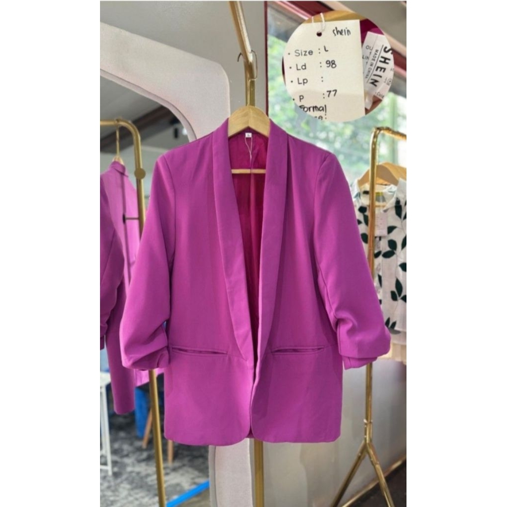 blazer fuschia pink shein