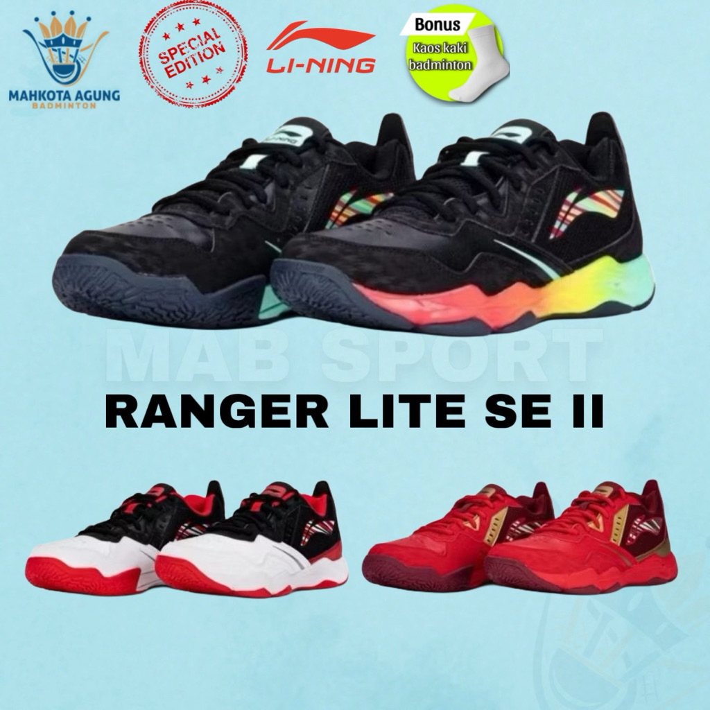 SEPATU BADMINTON LINING RANGER LITE SE 2 II SPECIAL EDITION BIG SALE ORIGINAL FREE KAOS KAKI KUALITA