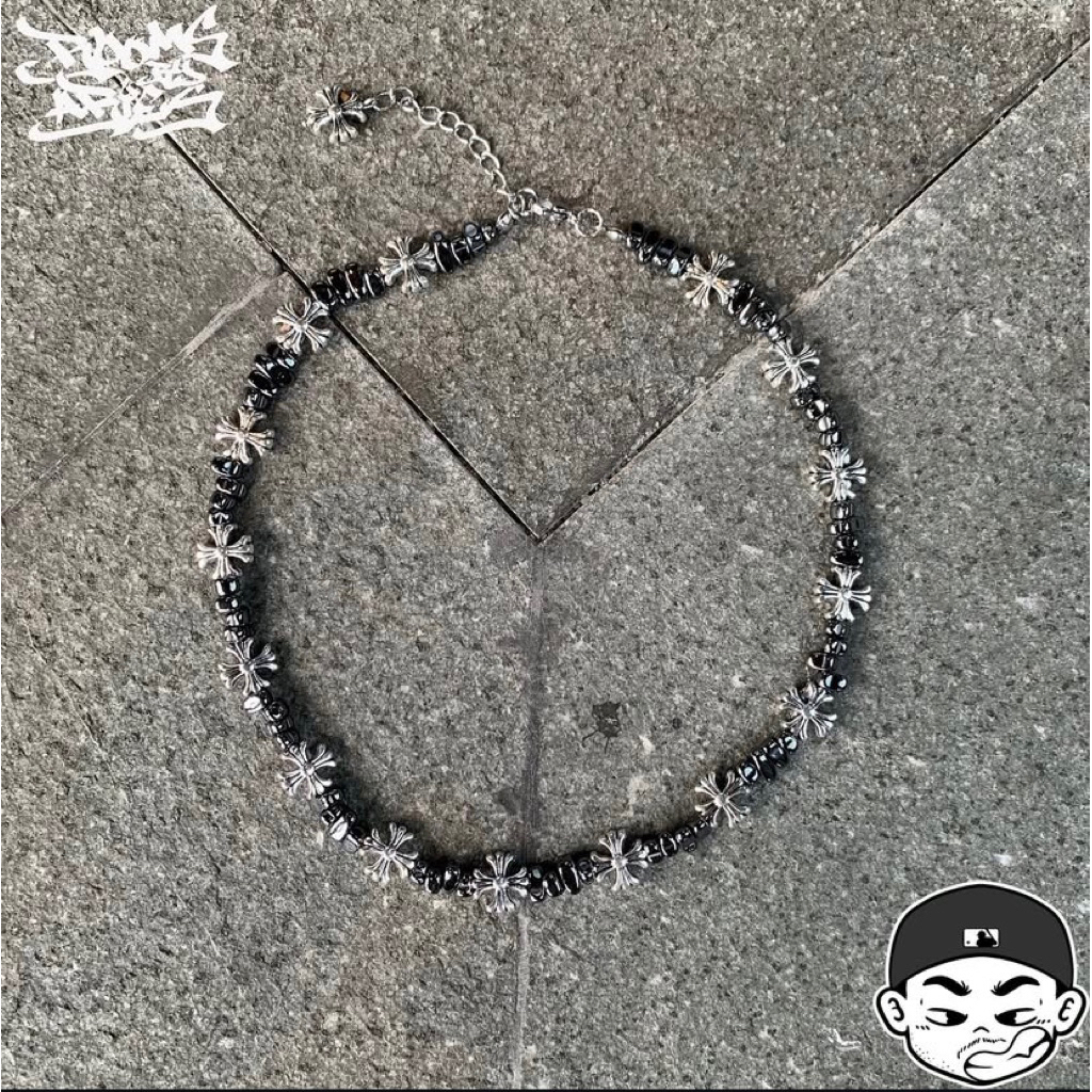 RBA* Necklace Collection ‘Chrome Hearts Silver Black Necklace • Silver Necklace’