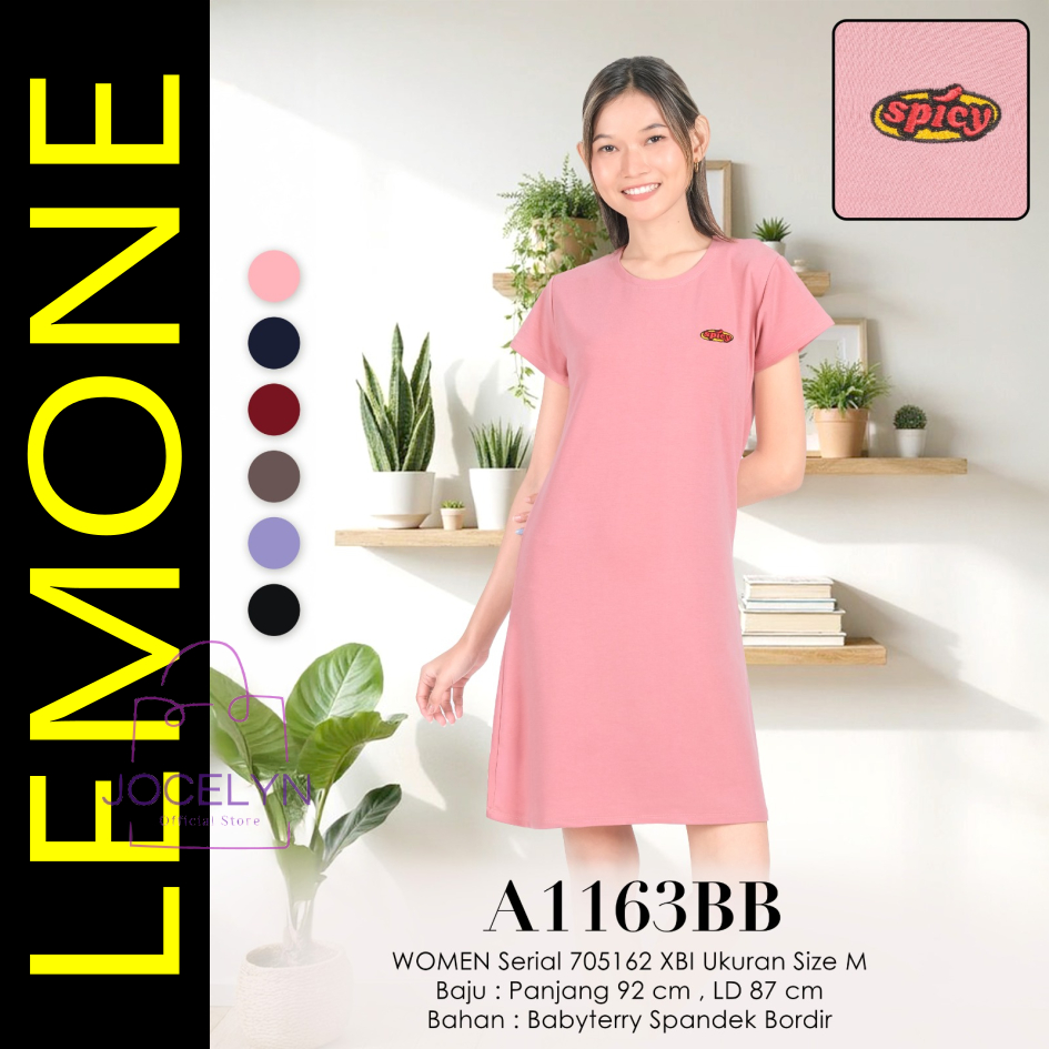 LEMONE BabyTerry Spandek 1163BB Dress Daster Mini Size M Bordir lucu warna pastel cerah kekinian bah