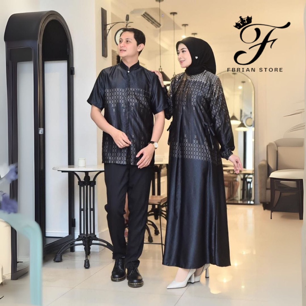 Baju Gamis Couple Delisa Silk Premium Serambit Keluarga Dres Pesta Kondangan Terbaru Terlaris
