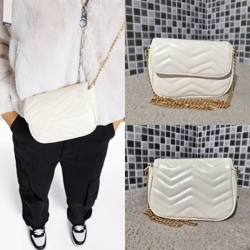 BERSHKA TAS SELEMPANG SLING BAG WHITE BARU ASLI ORIGINAL