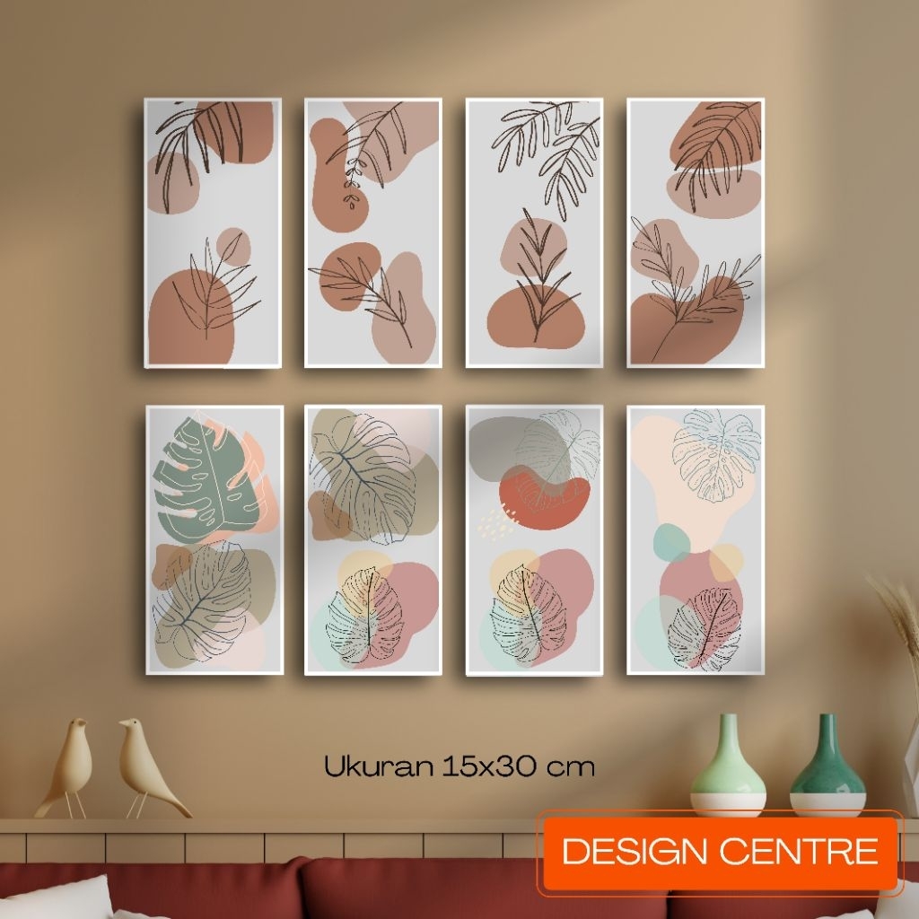 SET54 Hiasan dinding walldecor poster MDF Estetik Boho Daun Kering