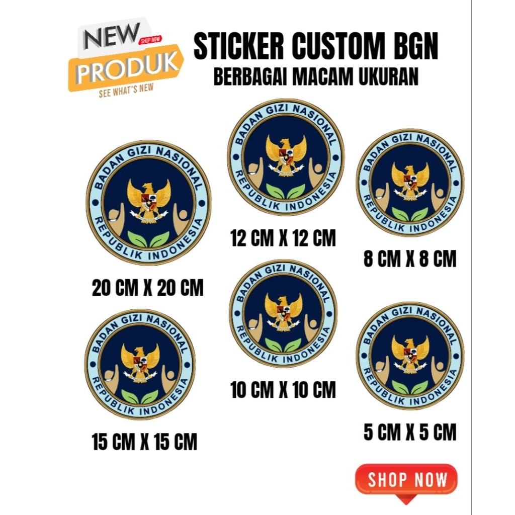 Stiker Logo BGN Ukuran Kecil Stiker BGN motor Mobil Dll