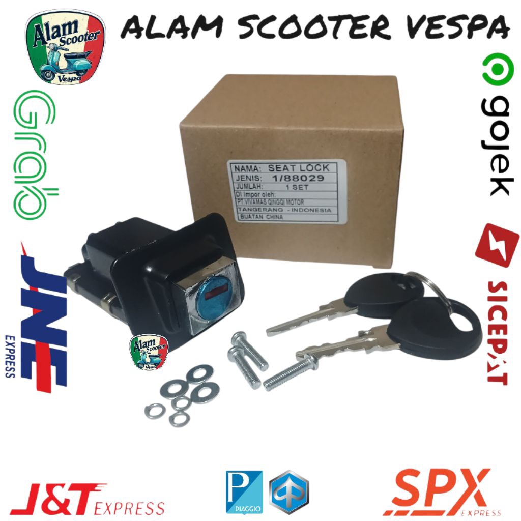 Rumah kunci jok vespa spartan komplit / Kunci jok spartan