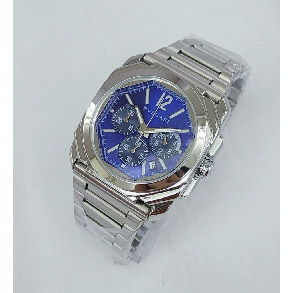 Jam Tangan Pria BULGARI Octo Chronograph Premium Stainless Steel | Desain Elegan Mewah | Tahan Air &