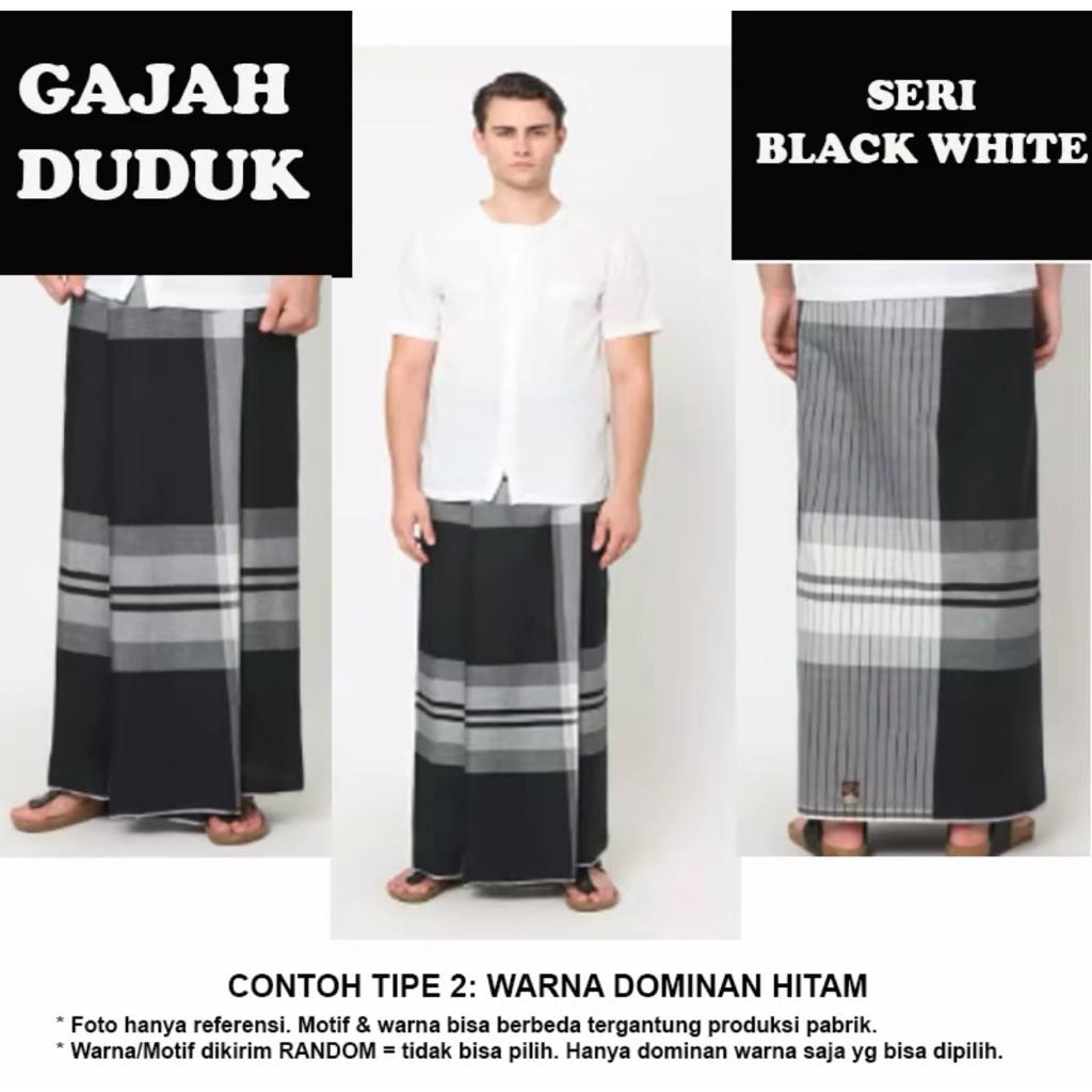 Sarung Gajah Duduk BW Black & White / Sarung Gajah Duduk Hitam Putih