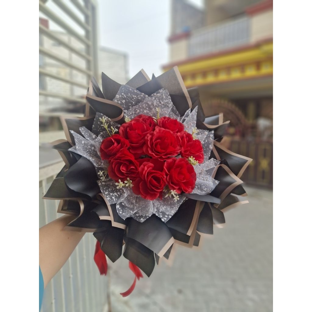 BUKET BUNGA MAWAR/ MAWAR ROUND BUKET/ BUKET BUNGA ARTIFICIAL/ ARTIFICIAL FLOWER BUKET