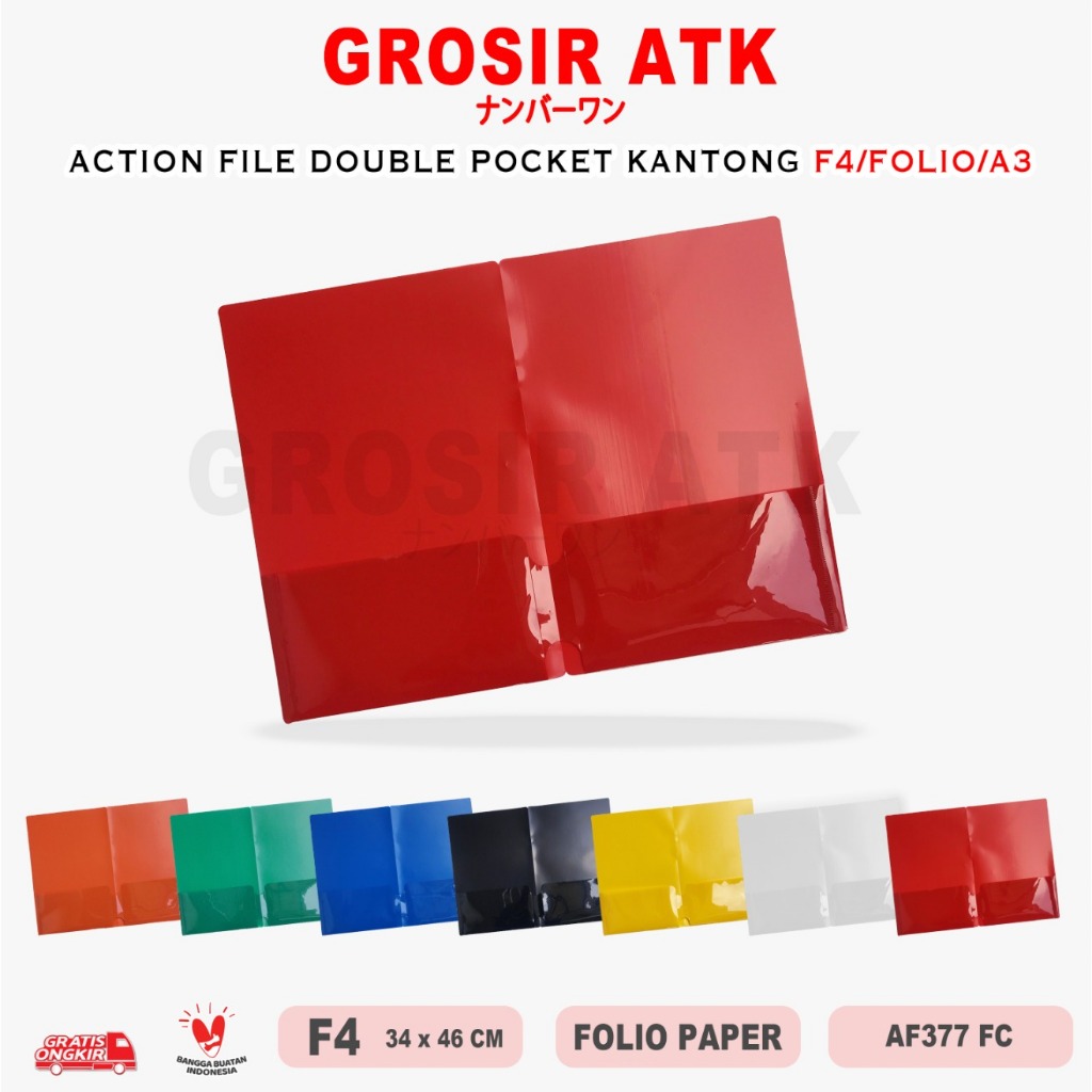 GROSIR ATK-ACTION FILE DOUBLE POCKET KANTONG F4/A3 MAP DOKUMEN FILE