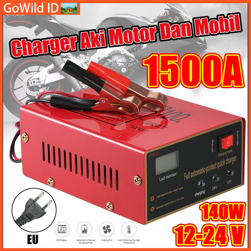 Charger Aki Motor Mobil/1500A/Otomatis Accu Kering/Casan Aki Motor/Alat Cas Aki Motor Dan Mobil/12V 