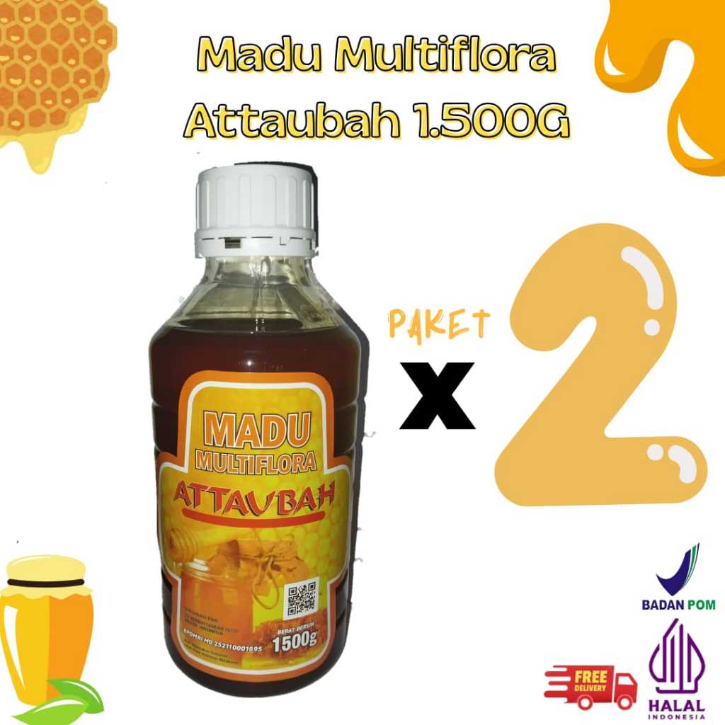 Paket Multiflora Attaubah 1500gr | Madu  Untuk Kesehatan  Madu Attaubah