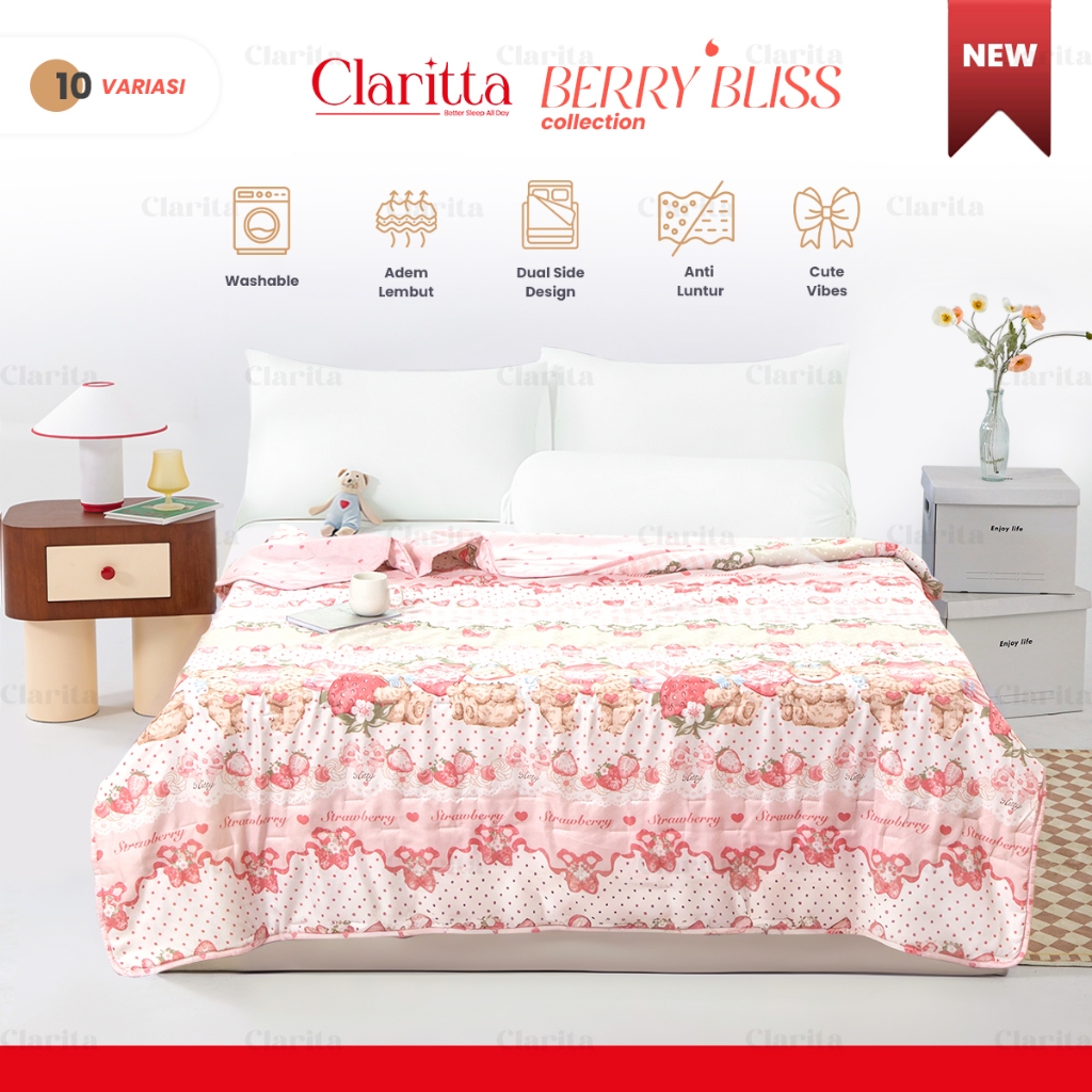 Claritta - Bedcover & Set Sprei Berry Bliss Sarung Bantal dan Guling / Selimut atau Sprei Set Lengka