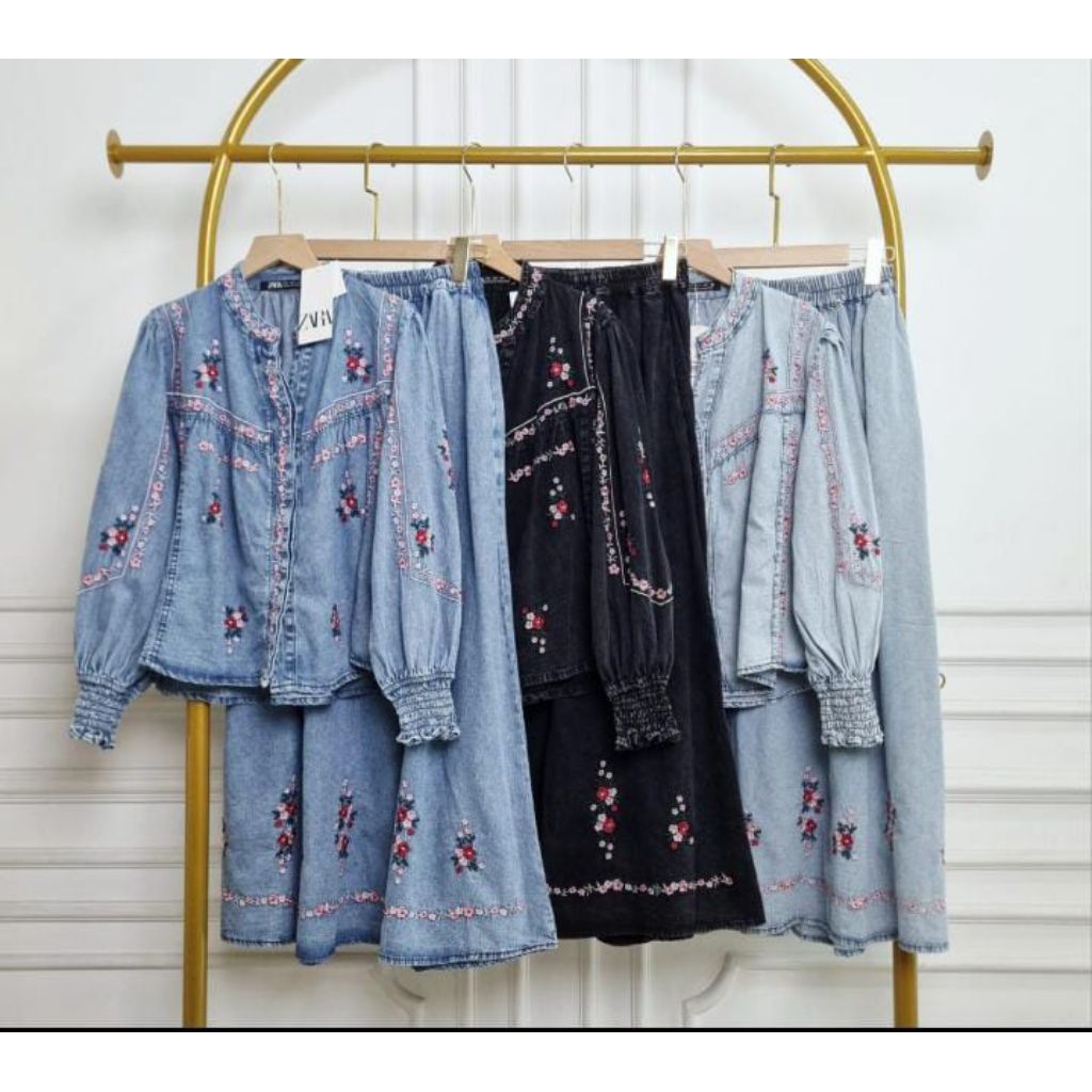 SETROK JEANS ROK LD 123CM JEANS BORDIR JUMBO