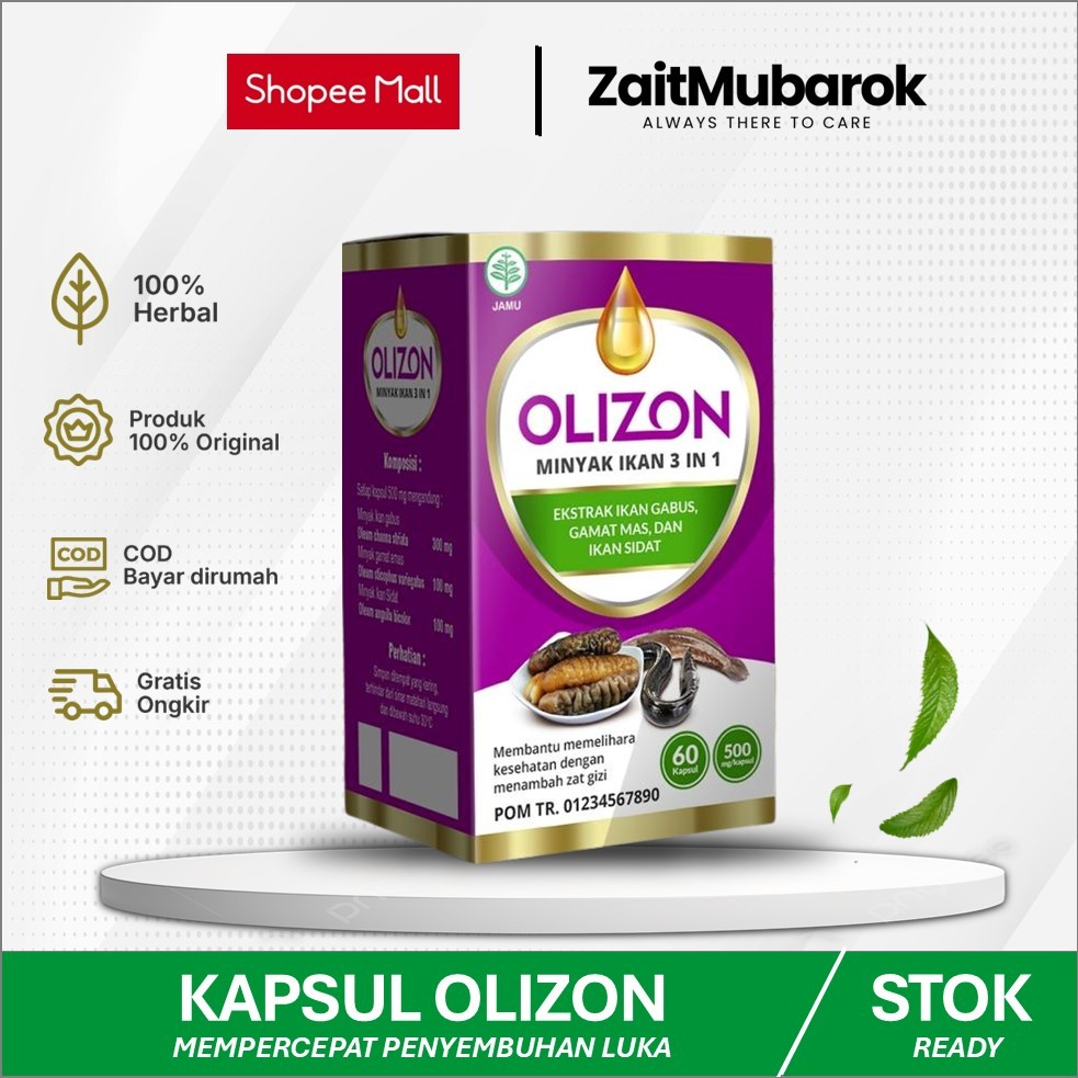 OLIZON Kapsul Ekstrak Gamat Emas Ikan Gabus Dan Ikan Sidat Multikhasiat Obat Luka Pasca Operasi