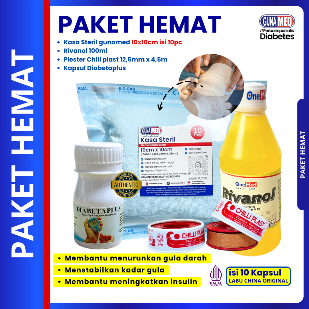 PAKET PERAWATAN LUKA DIABETES 4 ITEM / PRODUK ORIGINAL / KASA GUNAMED