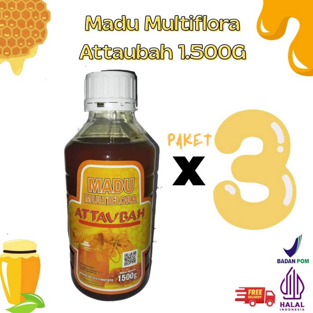 Multiflora Attaubah 1500gr | Madu Murni Untuk Kesehatan Madu Attaubah