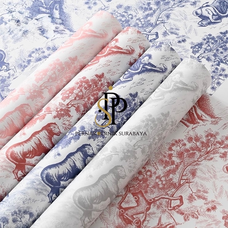 1 PACK ISI 20 LEMBAR KERTAS WRAPPING BUNGA 58CM X 42CM EUROPEAN RETRO PRINTED PAPER KOREAN STYLE TID
