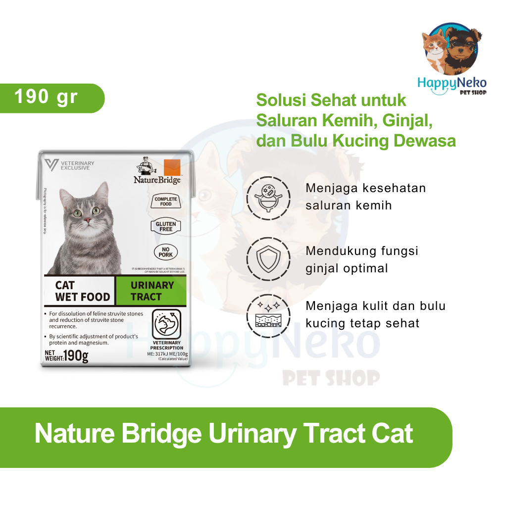 Nature Bridge Urinary Tract 190GR Wet Food Urinary SO Makanan Kucing