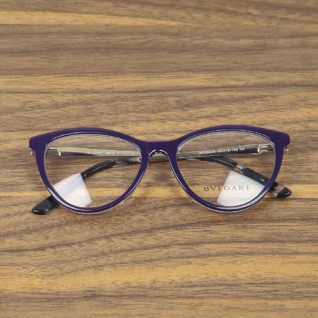 Frame Kacamata Wanita Cat Eye Ungu Elegan Metal Kombinasi WP86006