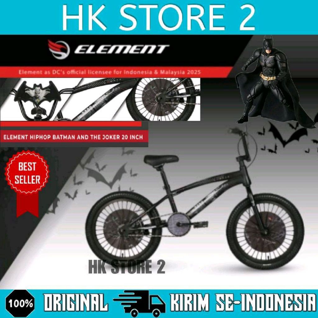 Sepeda BMX Anak Laki ELEMENT HIP HOP BATMAN VS JOKER Ukuran 20 Inch Ban 3.0