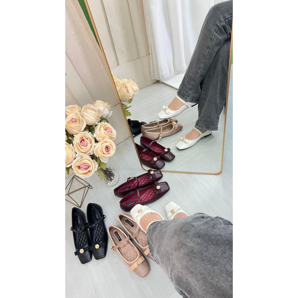 V11-F22 - FLAT SHOES WANITA TALI TENGAH SIMPLE ELEGANT | sepatu flat tali tengah wanita simple elaga