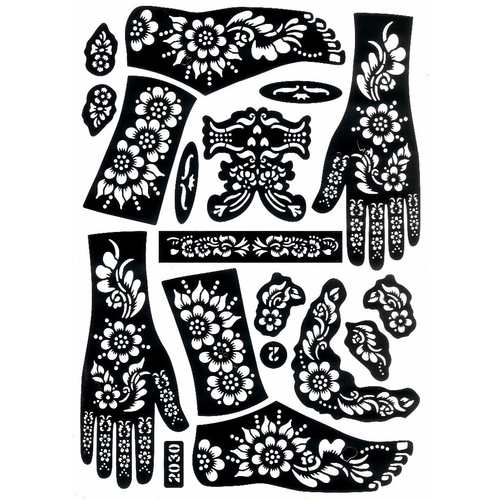 Cetakan Hena Stiker Mehendi Pengantin Henna Tangan Kaki / Cetakan Henna Tangan