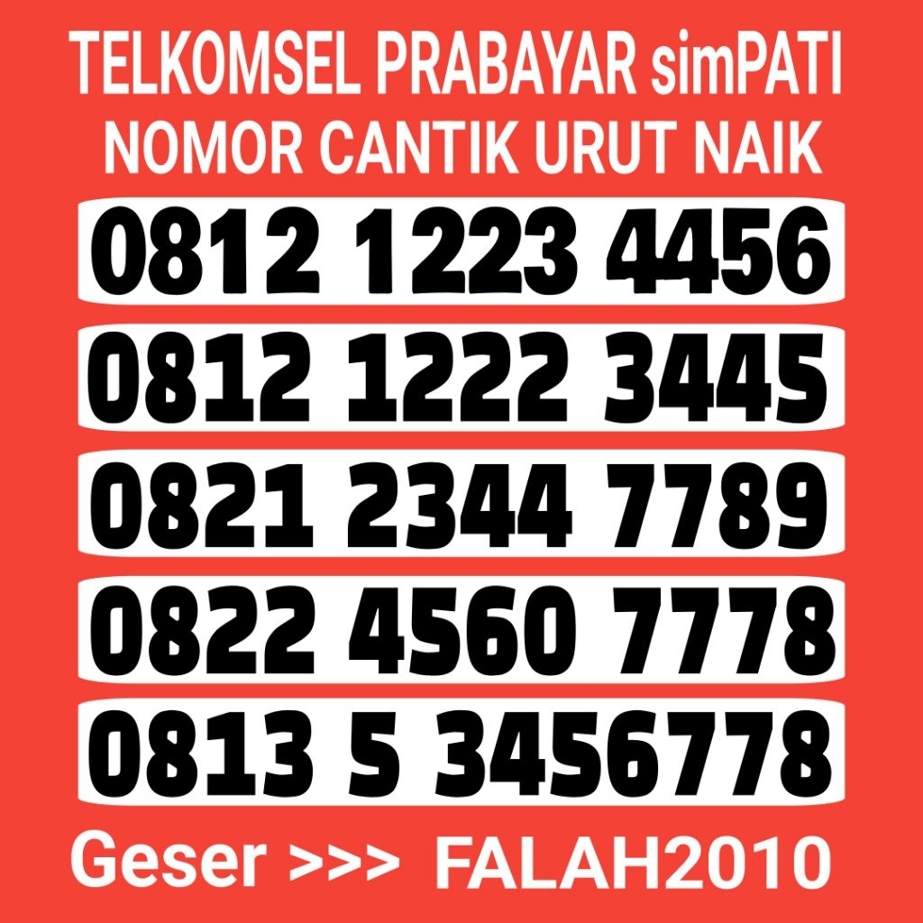 NOMOR CANTIK TELKOMSEL KARTU PERDANA CANTIK TELKOMSEL URUT 1234