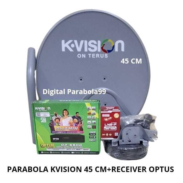Paket Parabola Kvision 45 cm+Receiver Optus 66Hd Gol