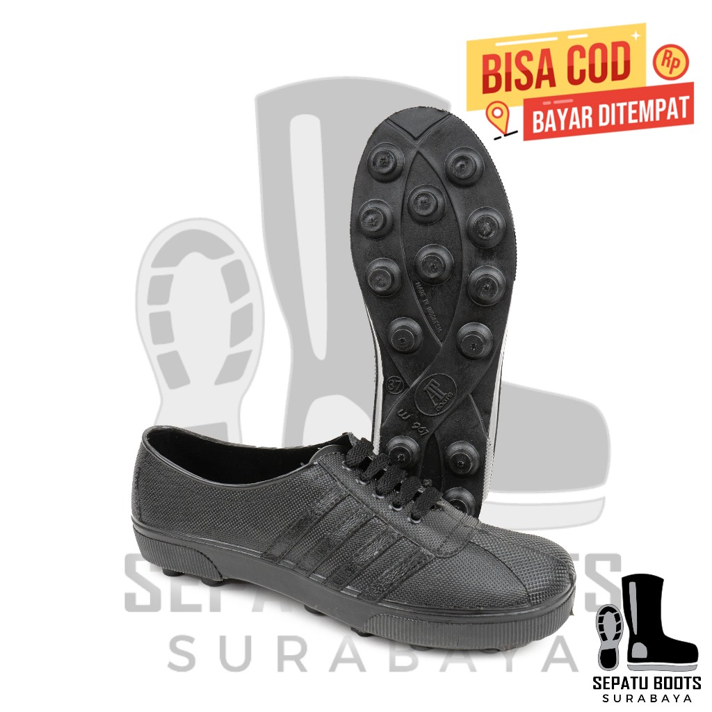 Sepatu Bola AP 967 Hitam Sol pul Pool Karet Lokal Lentur Ringan Sepak Bola