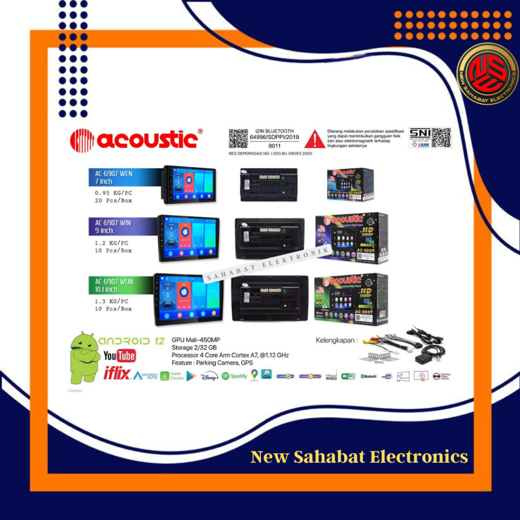 Head Unit Android Acoustic 7 Inci