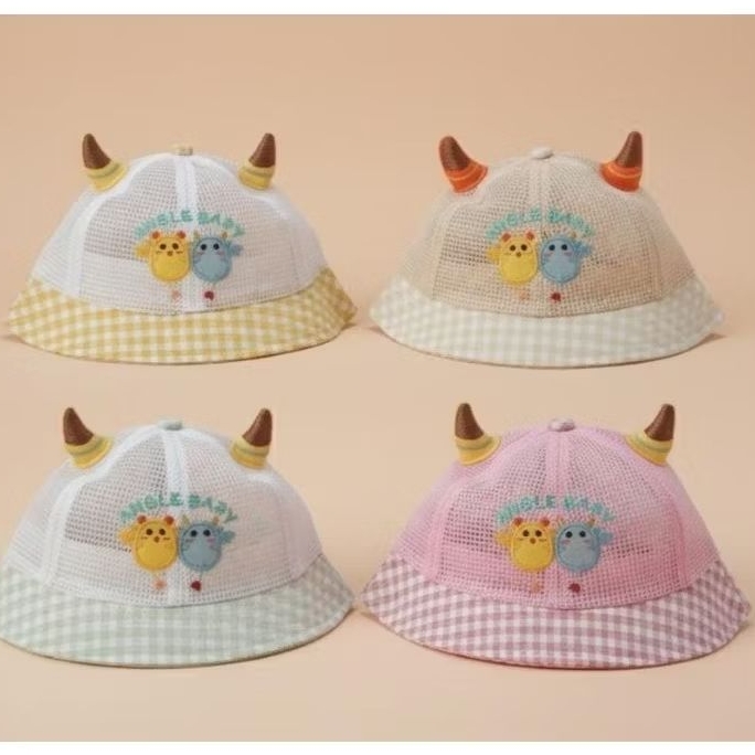 Topi Bucket Angle Baby 6bulan- 4Tahun Tahun Topi Bucket 3D Anak Perempuan / Topi Pantai/ Topi Import