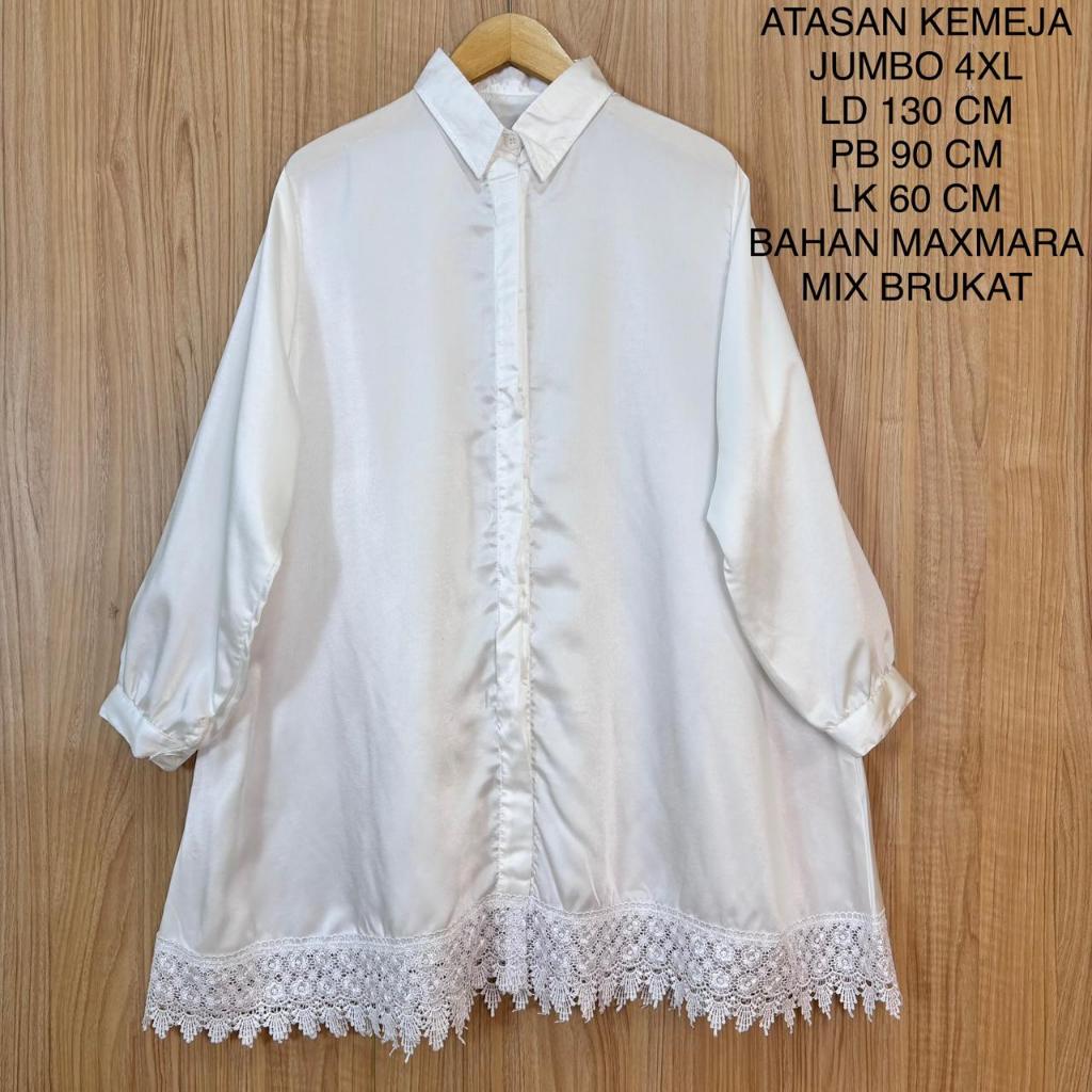 Tunik Kemeja Jumbo Ld 130 Cm Model Kombinasi Brukat - Keira Tunik