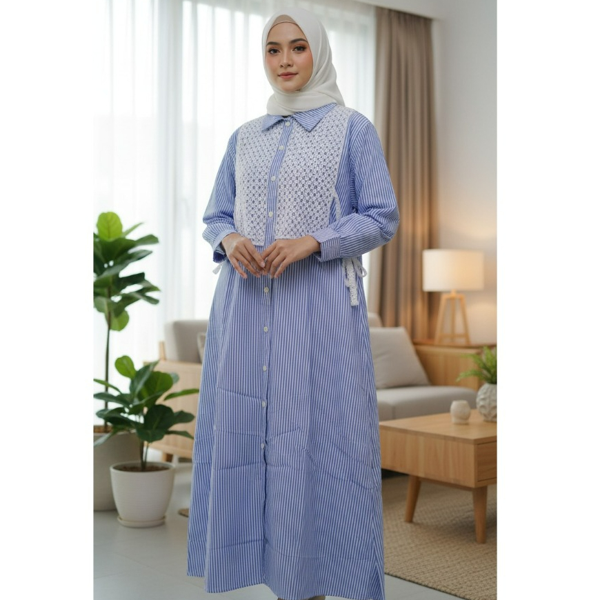 Midi salur brukat / zarra midi dress brukat / MIDI DRESS KATUN SALUR MIX BRUKAT / DRESS MUSLIM / GAM