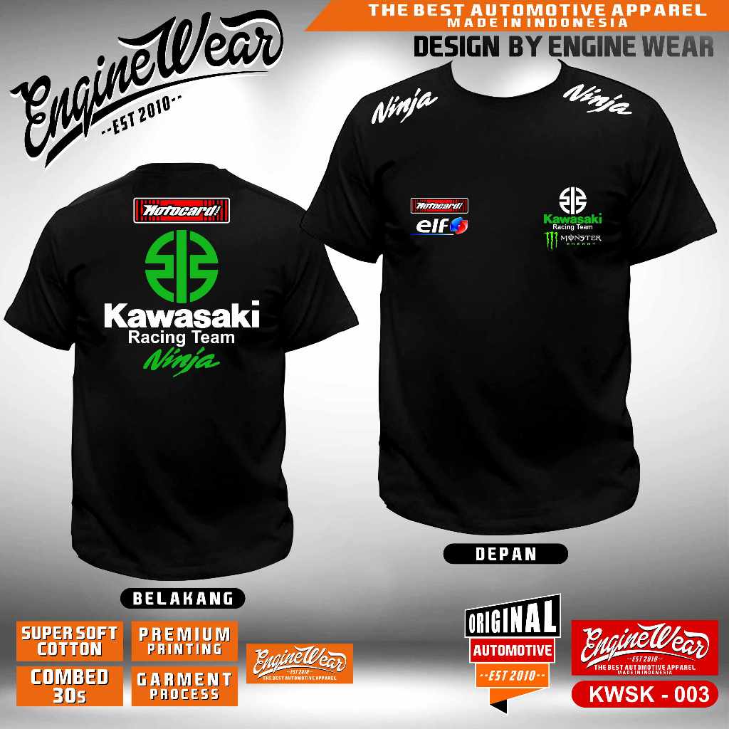 Kaos kawasaki ninja motorsport tshirt racing baju balap motor 2tak kaos KNC bikers tshirt touring ka
