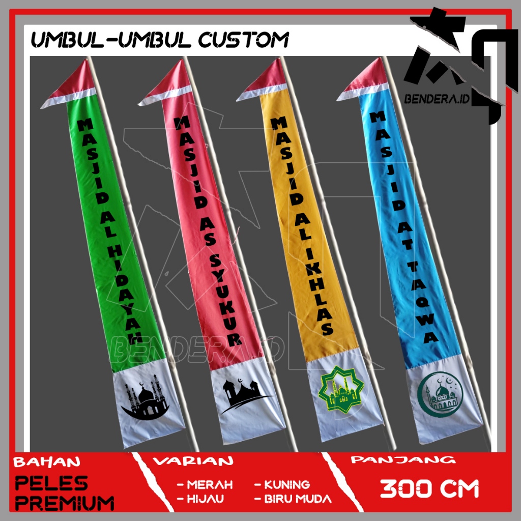 Umbul umbul Custom masjid logo kota rt rw Bebas