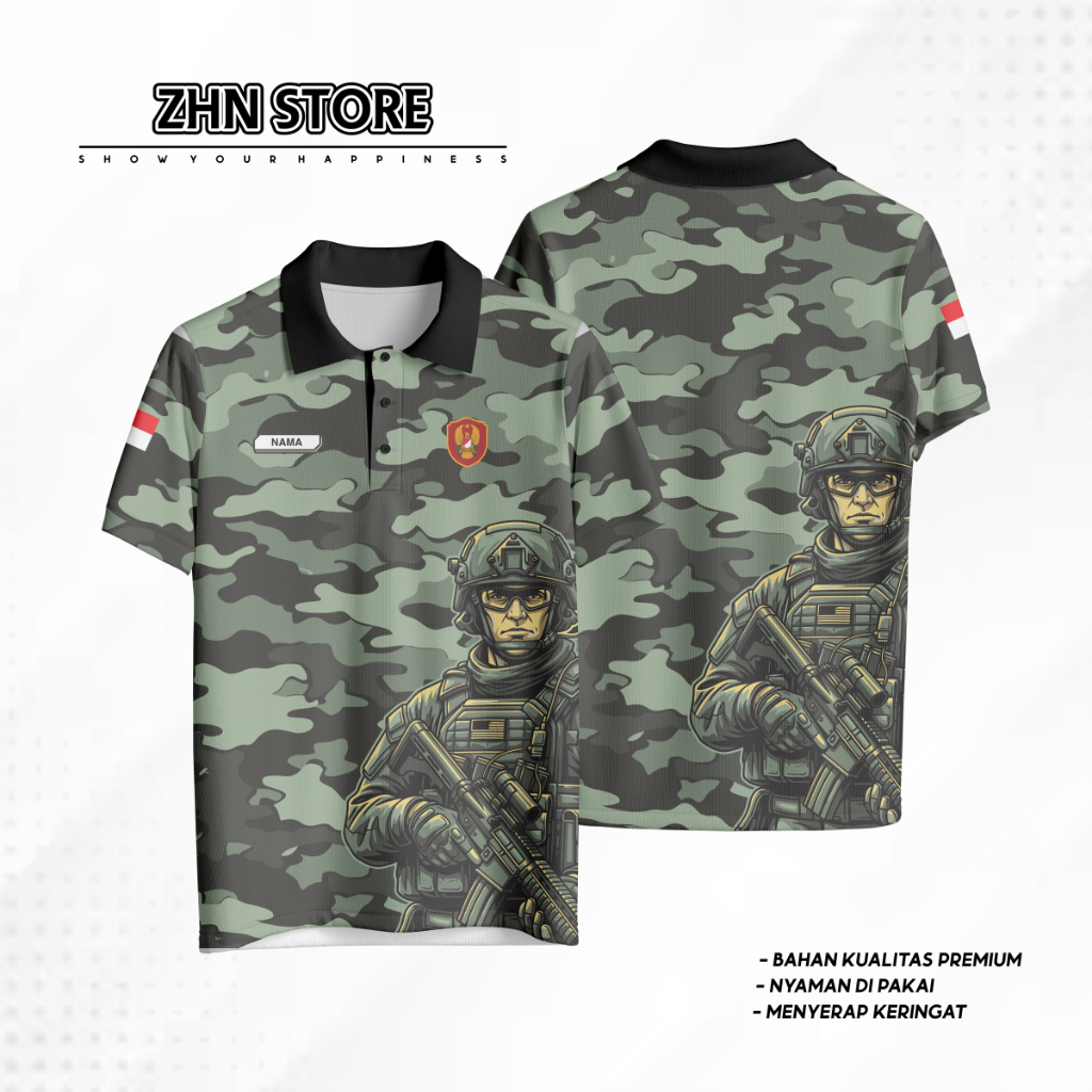 Jersey Polo Loreng Premium/Kaos TNI Loreng/Jersey Loreng Terlaris