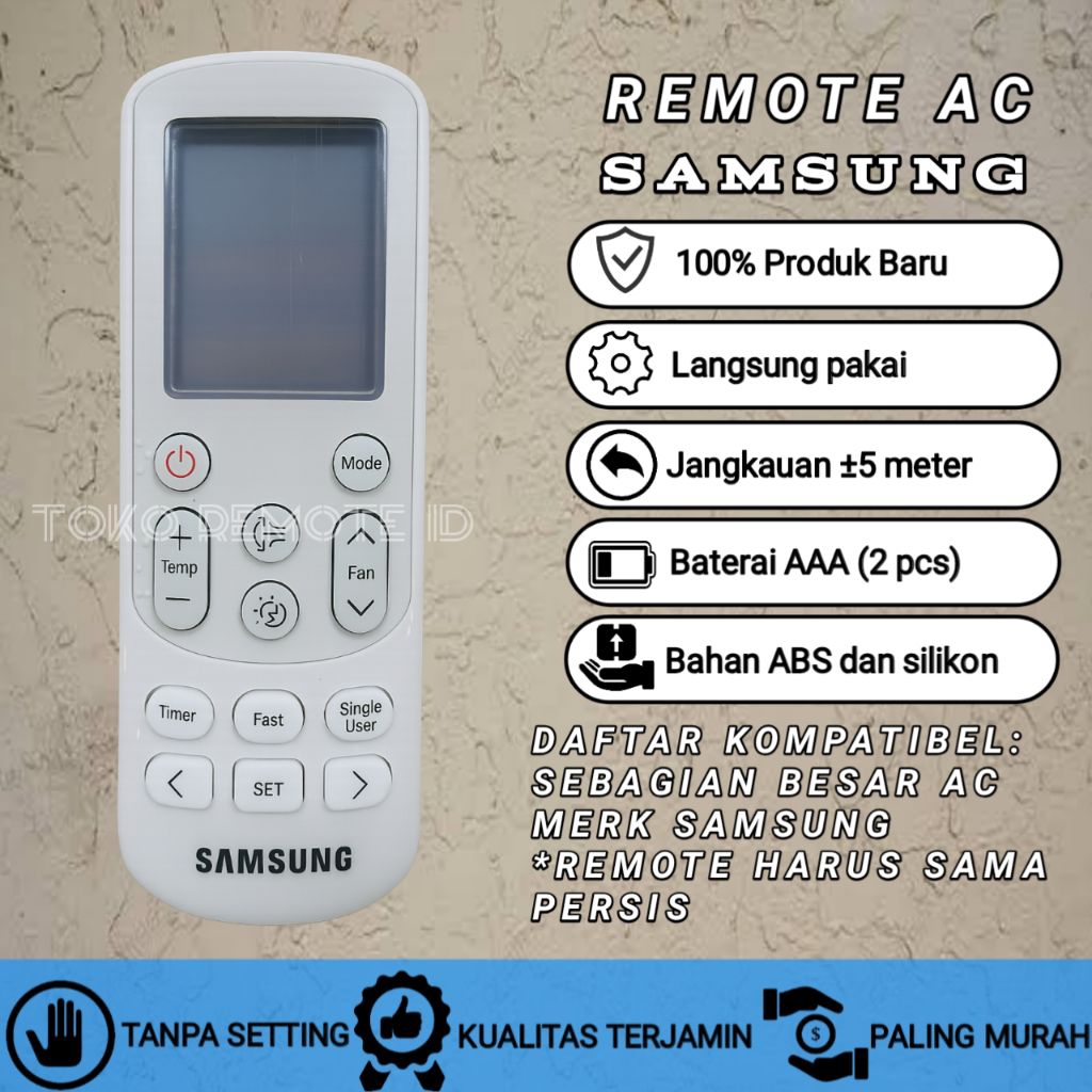 REMOT REMOTE AC SAMSUNG Fast Cooling AR05KRFLAWKN AR07KRFLAWKN AR09KRFLAWKN