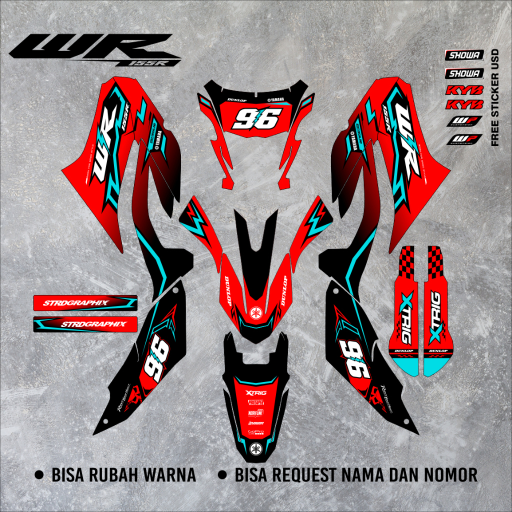 Decal Yamaha WR 155 Full Body warna merah tosca WR 83